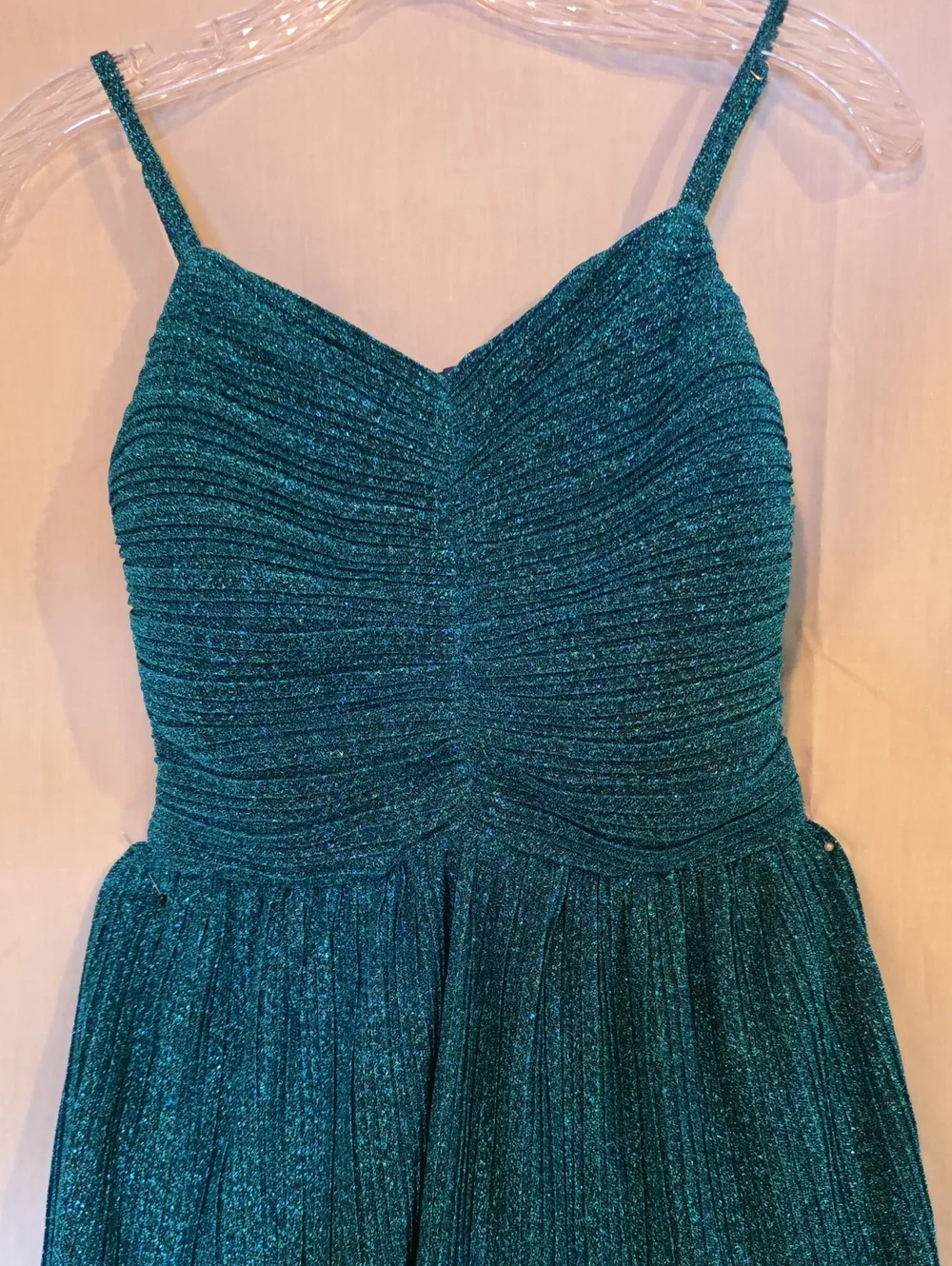 Katie J NYC Emerald Sparkle Spaghetti Strap Mini Dress For Girl XL